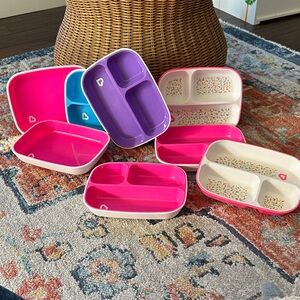 Munchkin Colorful Divided Plates Set - Pink, Purple, White